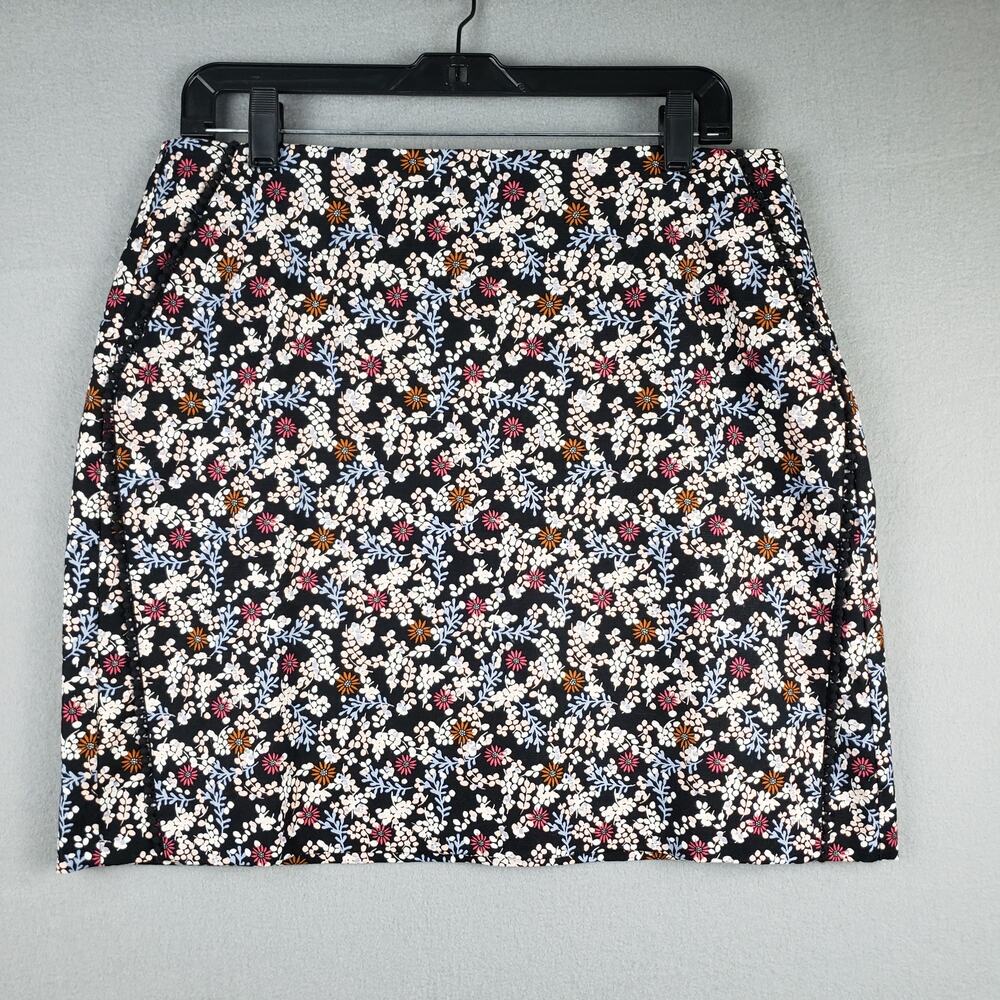 Loft Size 10 Pom Pom Embellished Pocket Floral Mini Skirt Dark Ditzy‎ Floral NWT